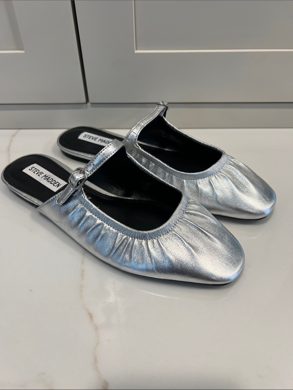 Steve Madden Silver Metallic Mary Jane Mule